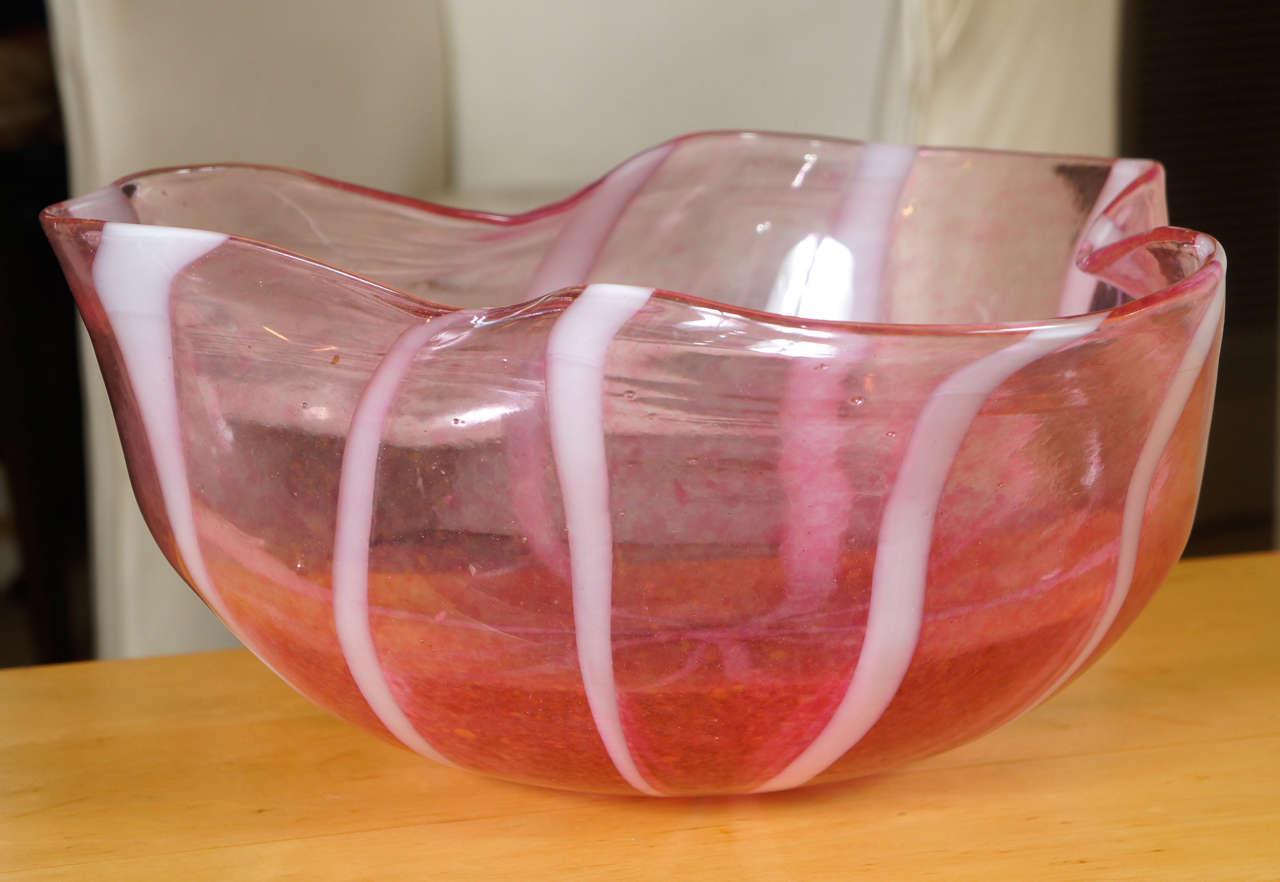 Mid-Century Modern Cranberry Art Glass Vessel