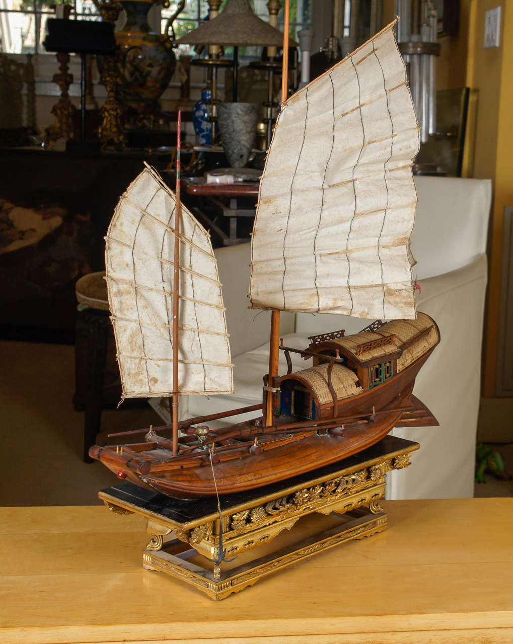 Finely Detailed Model of a Chinese Junk at 1stdibs