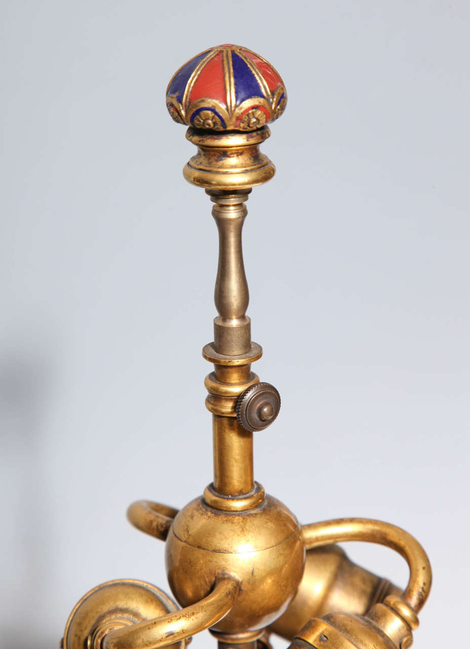 Ormolu, Enamel and Jewel Mounted Chinese or Korean Porcelain Lamp  3