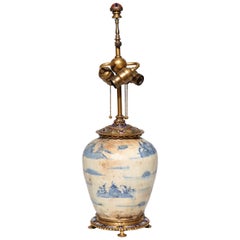 Ormolu, Enamel and Jewel Mounted Chinese or Korean Porcelain Lamp 