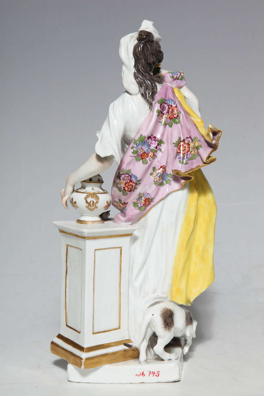 Pair of 18th Century Meissen Porcelain Figurines of the Sense For Sale