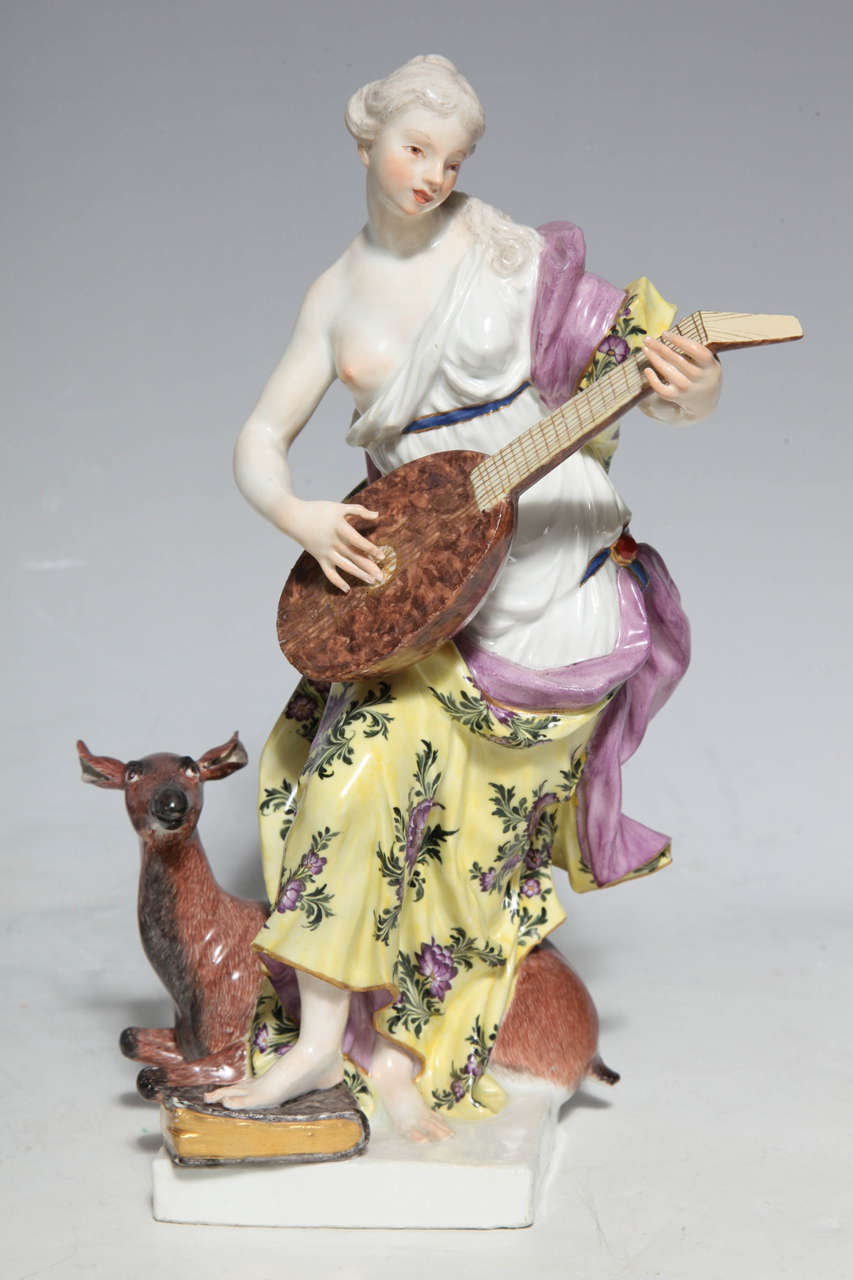 Pair of 18th Century Meissen Porcelain Figurines of the Sense For Sale