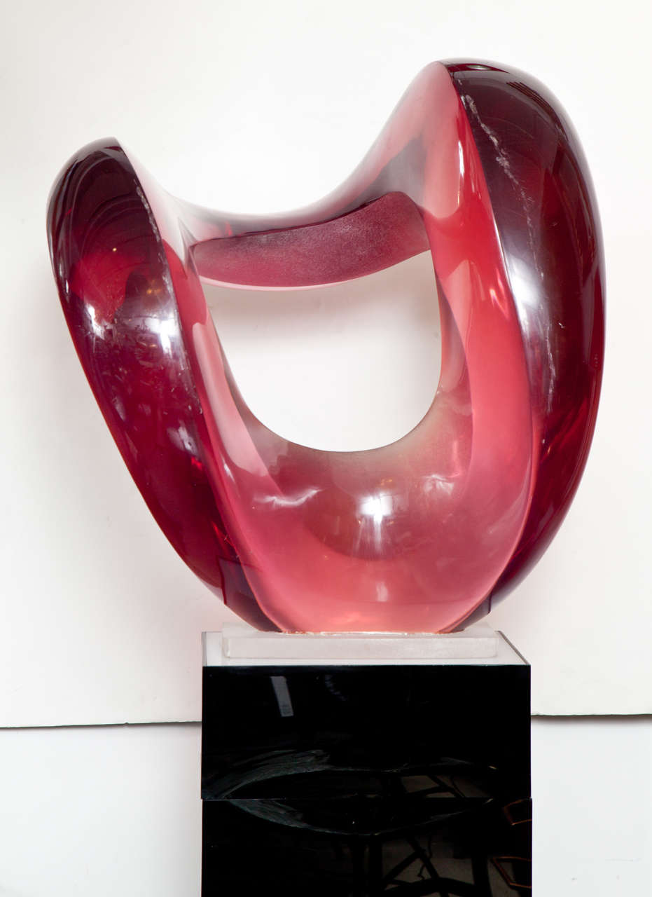 Fantastic Lucite sculpture on her black pedestal.
Total high with pedestal is 70 in.