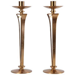 Pair of Bronze Candleholders by Jean Pascaud
