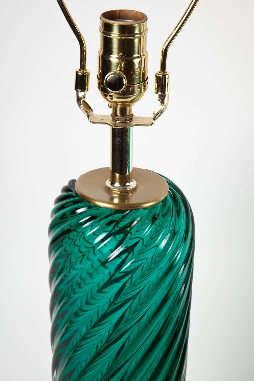 Italian Pair of Murano Glass Table Lamps by Seguso