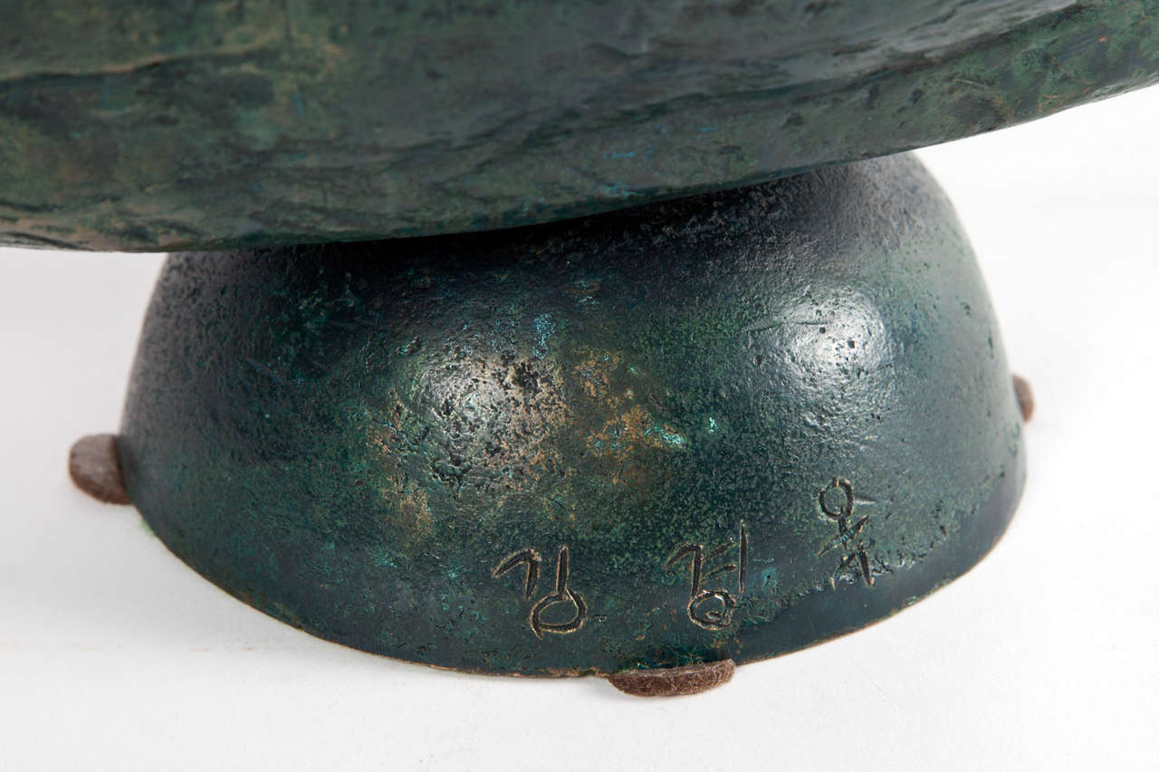 Korean Bronze Sculpture, Signed For Sale at 1stdibs