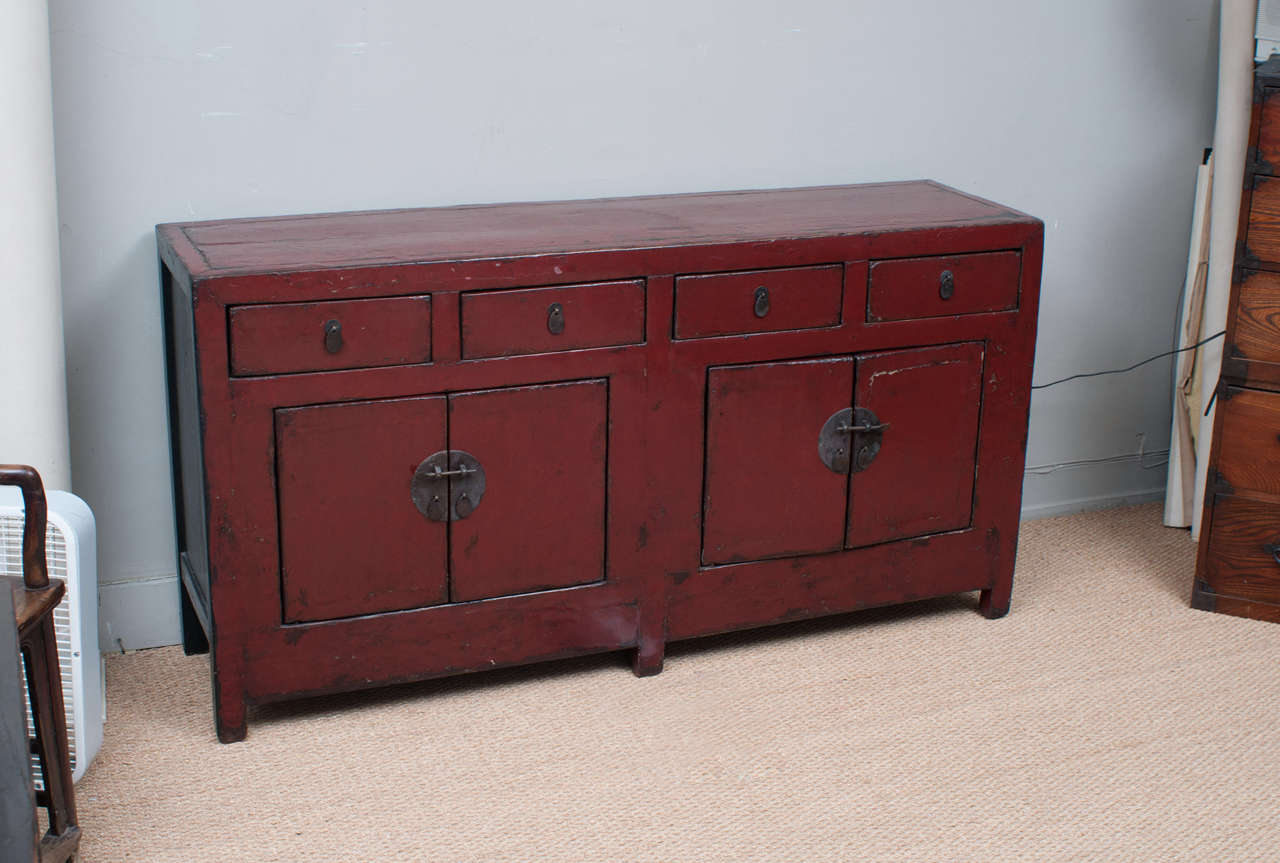19th Century Chinese Red Lacquer Sideboard