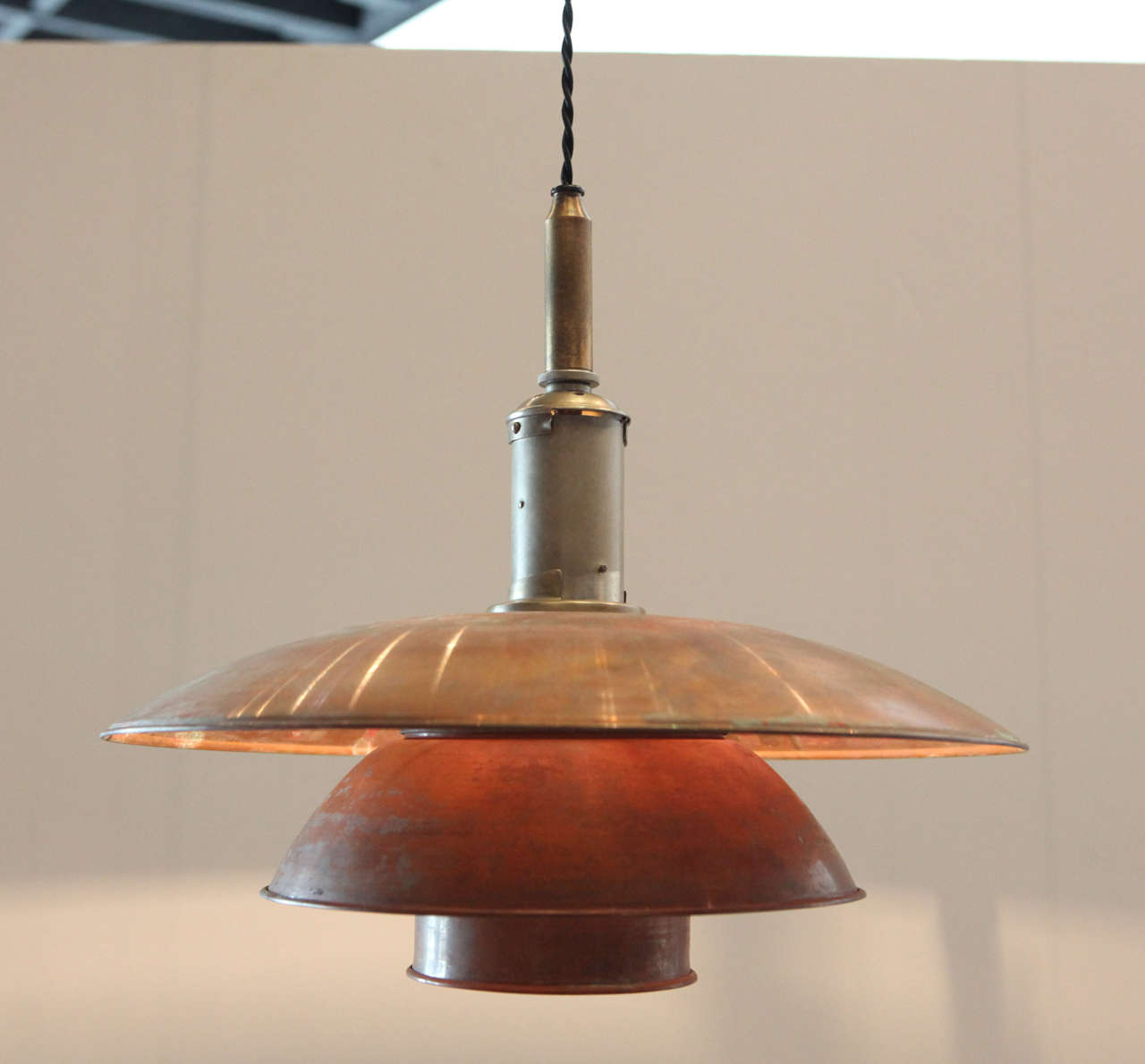 poul henningsen's iconic design in copper , produced in the late 1920's with designer's & patent stamp to underneath.