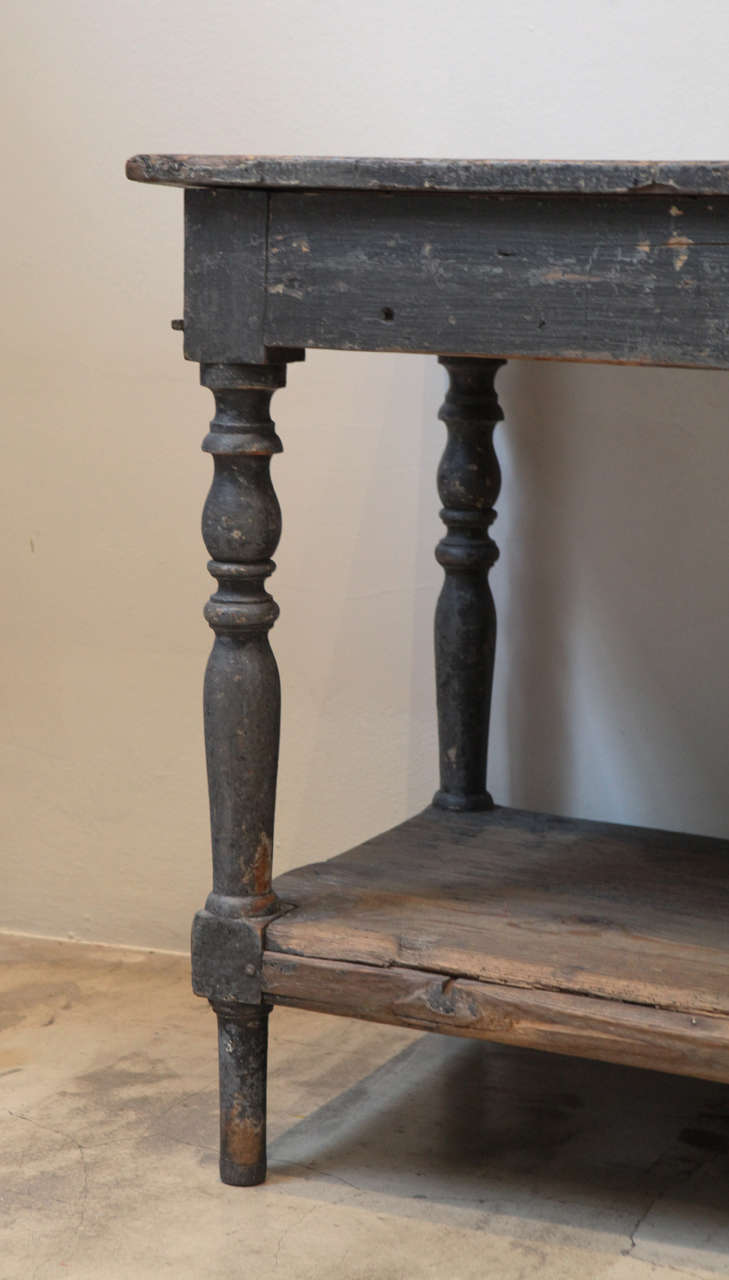 Long Deep Gray Console, Sweden, 18th Century In Good Condition In Los Angeles, CA