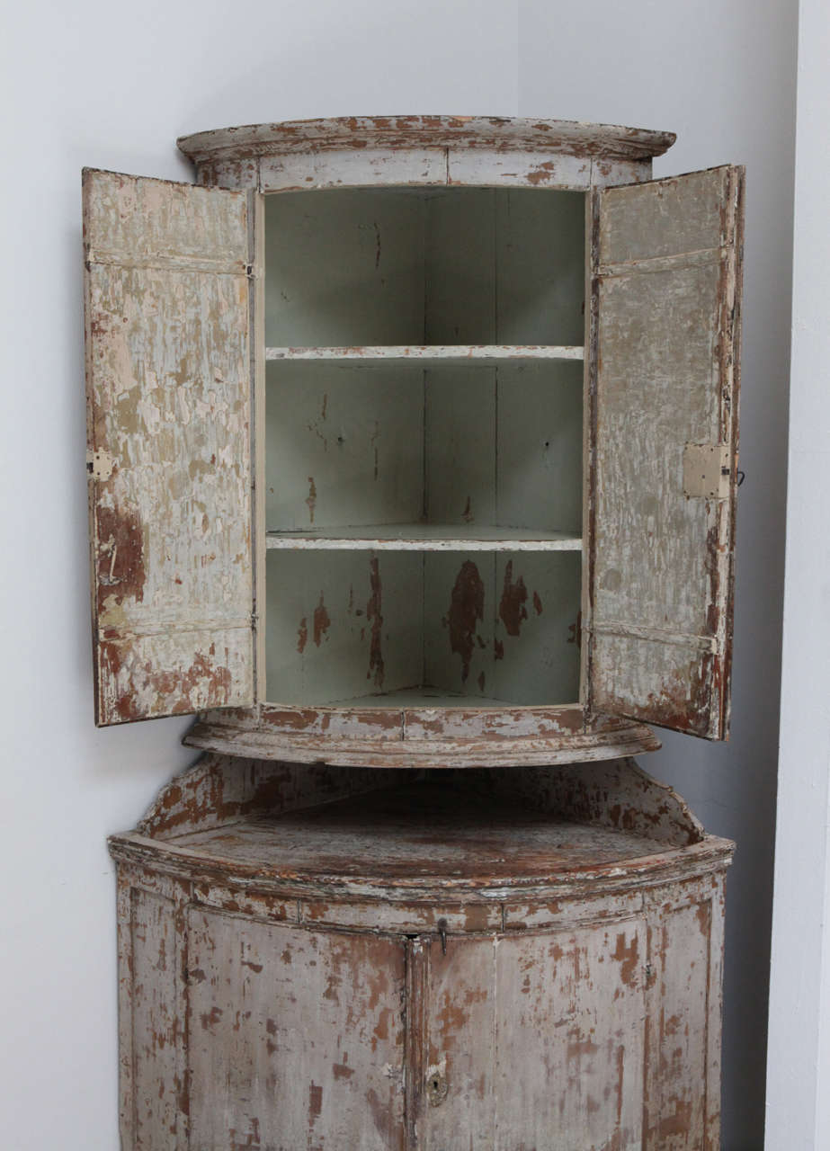 Wood Gustavian Corner Cabinet