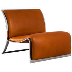 Lounge Chair in Chrome and Cognac Leather by Vittorio Introini for Saporiti