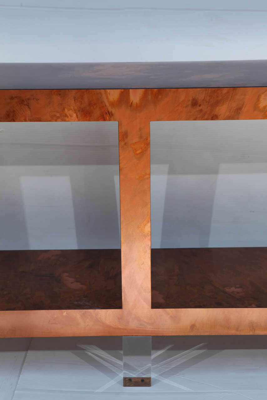 Splendid Geometric Form Console in the Manner of Milo Baughman In Excellent Condition In Los Angeles, CA