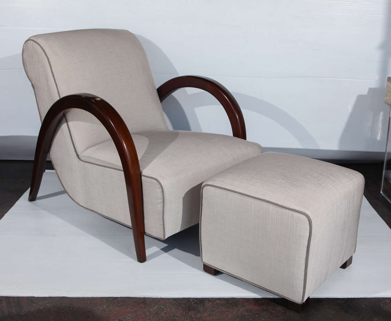 Great Set of Deco Chair and Footstool Set in the Style of Josef Hoffmann
