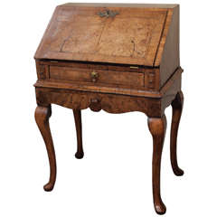 Antique English Walnut "Ladies" Slant Front Desk
