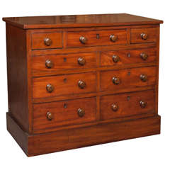 Antique English Mahogany "Banker's Chest" of Nine Drawers