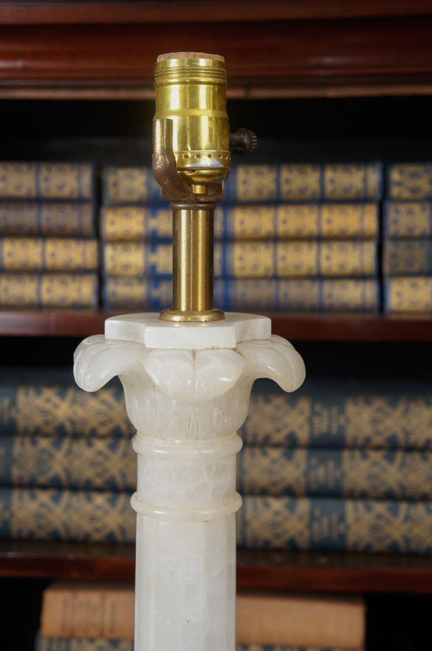 Pair of Classical Marble Lamps In Good Condition In Hudson, NY