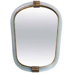 1950s Barovier and Toso Blue Mirror
