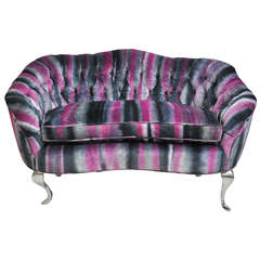 Tufted Vintage Settee with Chrome Cabriolet Legs