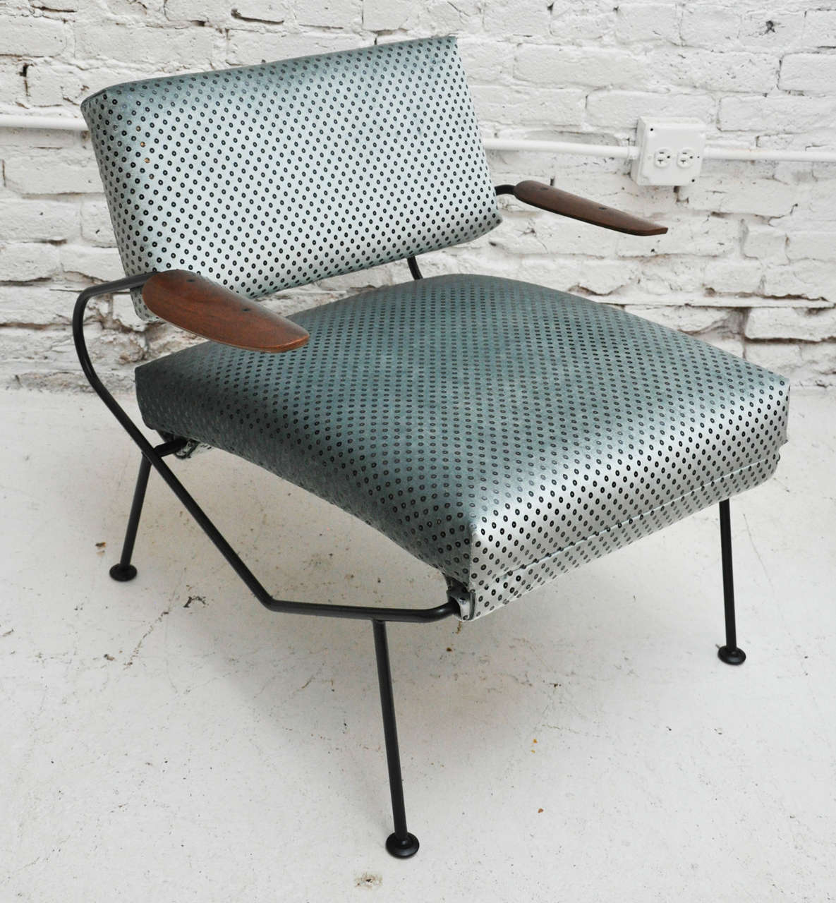 Beautiful 1950s Pierre Guariche Chair recently reupholstered and refinished for a modern update.
