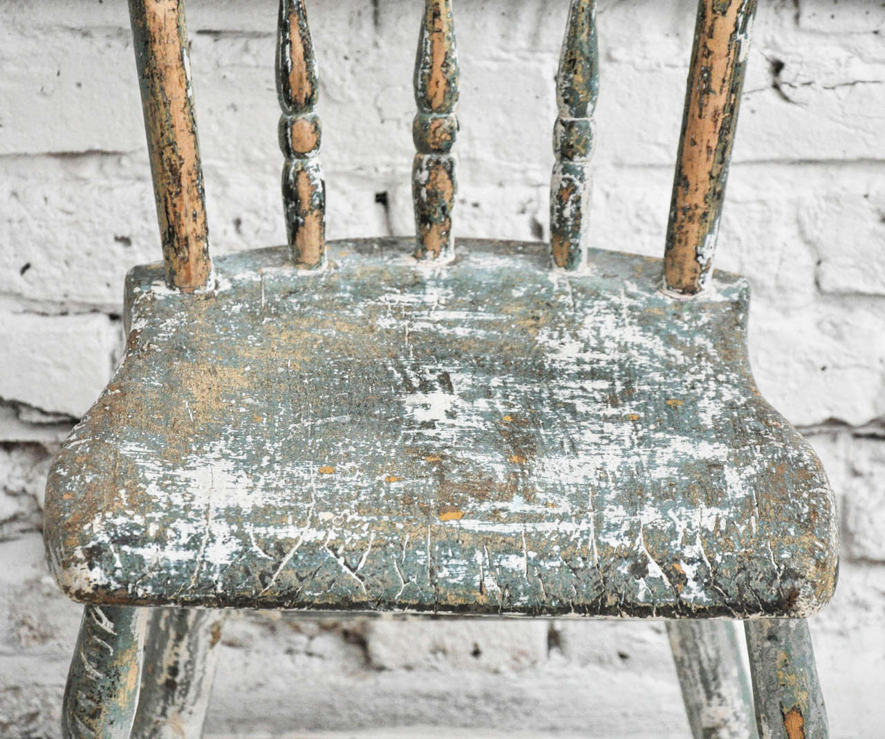 Painted Antique Turquoise Wooden Chair