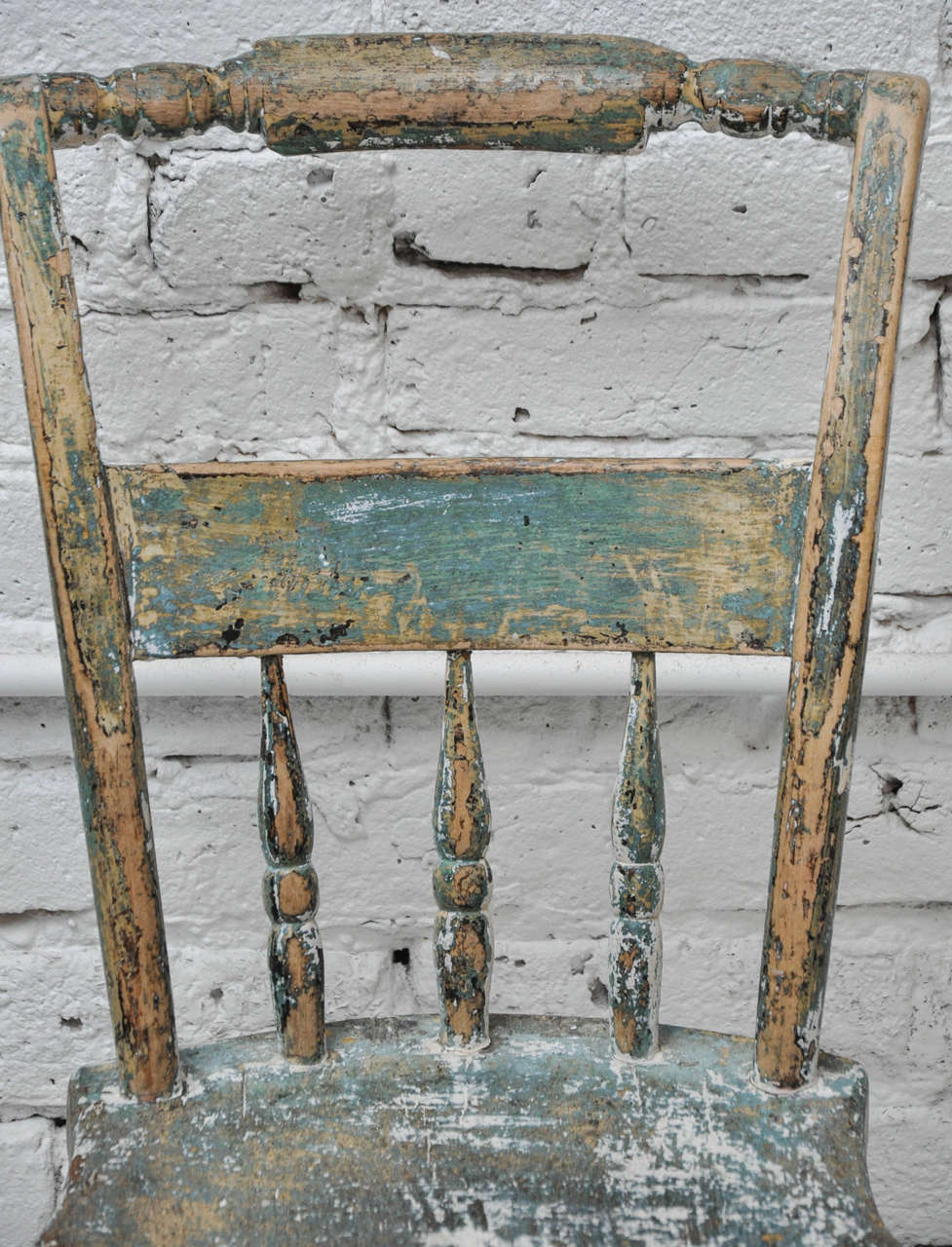 Antique Turquoise Wooden Chair In Good Condition In Phoenix, AZ