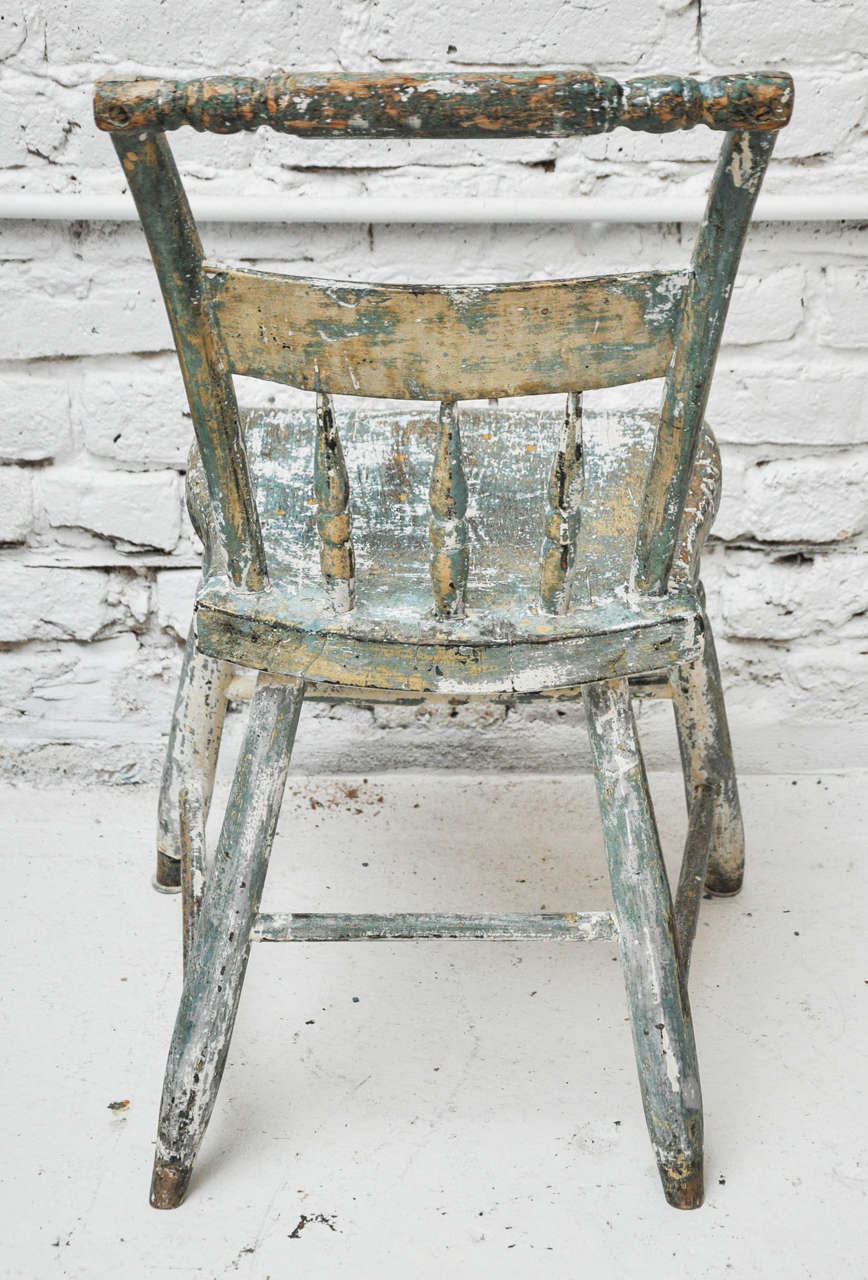 Antique Turquoise Wooden Chair 2