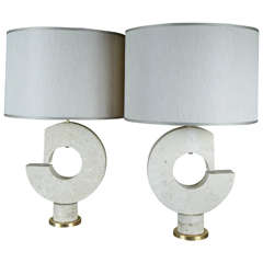 Pair of 1960s Travertine Lamps