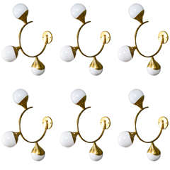 Surprising Set of Six Curved Wall Sconces in the Style of Stilnovo 10