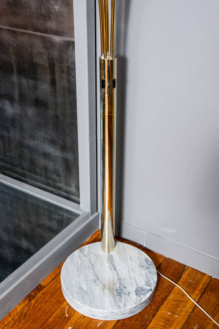Mid-Century Modern Great Atelje Lyktan Brass and Marble Floor Lamp