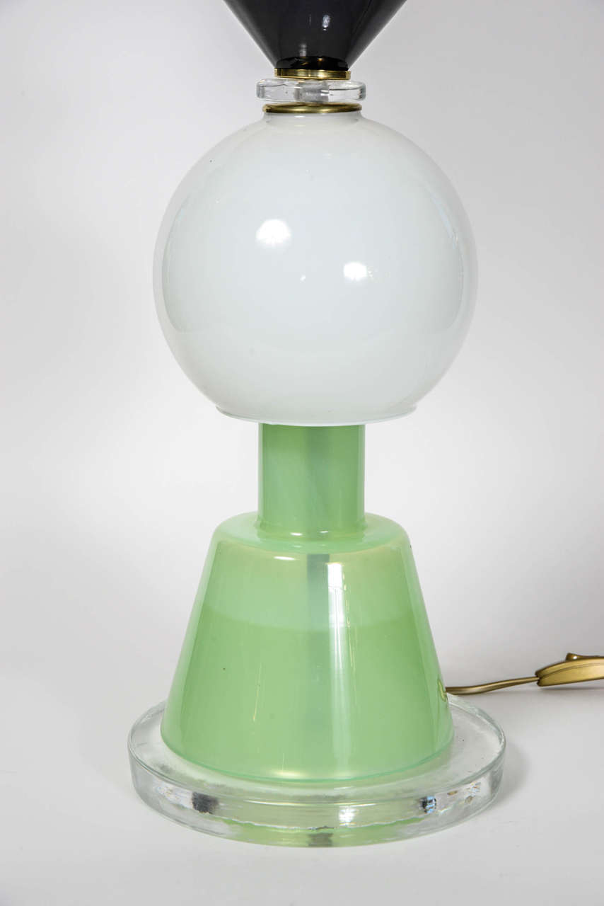 Italian Curious Pair of Murano Glass Lamps in the Style of Ettore Sottsass