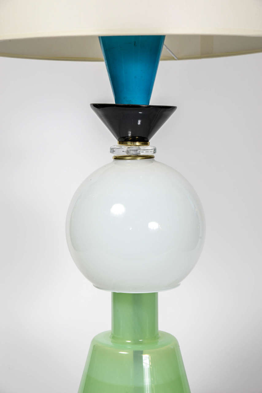Curious Pair of Murano Glass Lamps in the Style of Ettore Sottsass In Excellent Condition In Saint-Ouen, IDF