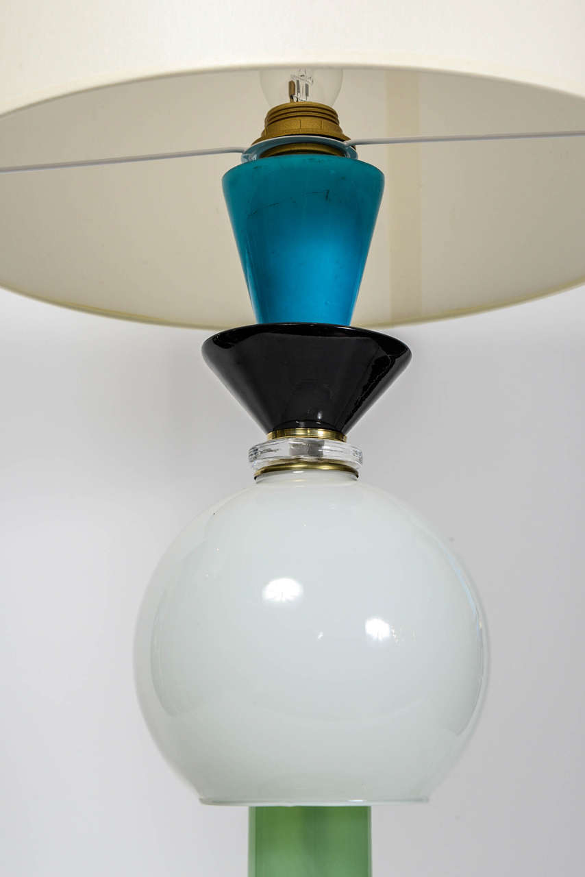 Late 20th Century Curious Pair of Murano Glass Lamps in the Style of Ettore Sottsass