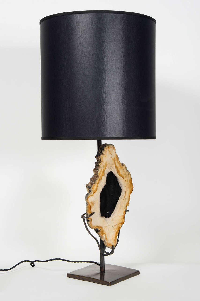 French Nice Pair of Asymmetrical Petrified Wood Table Lamps