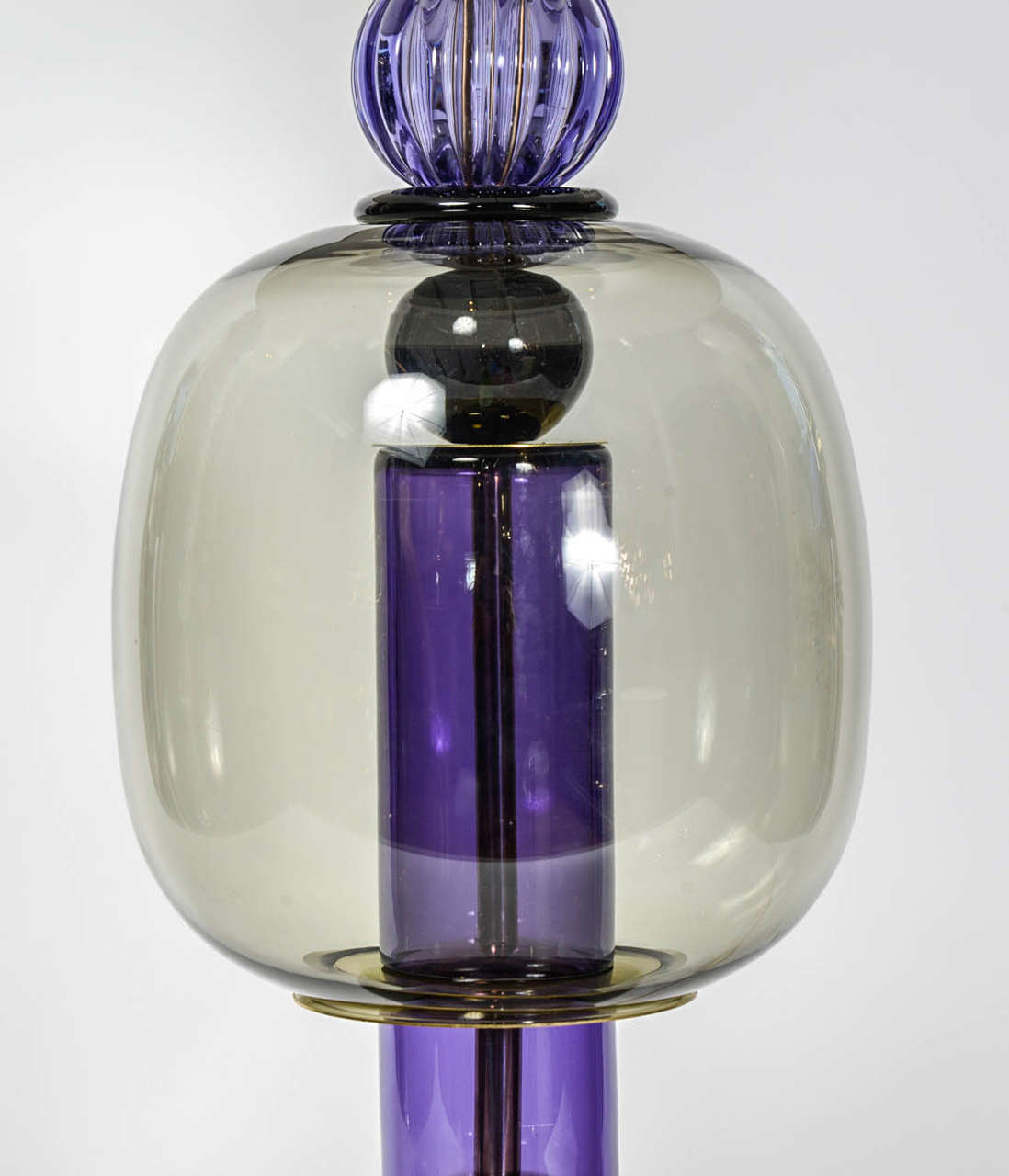 Italian Lovely Pair of Purple Murano Glass Lamps