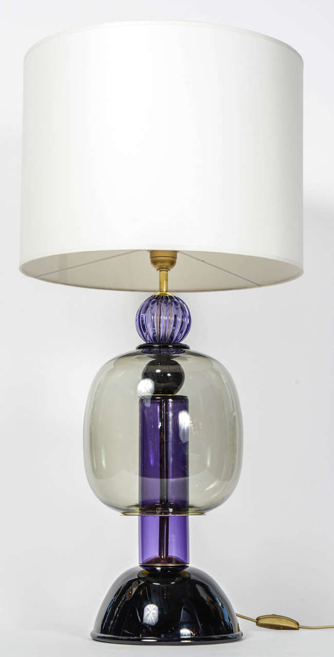 Lovely Pair of Purple Murano Glass Lamps 1