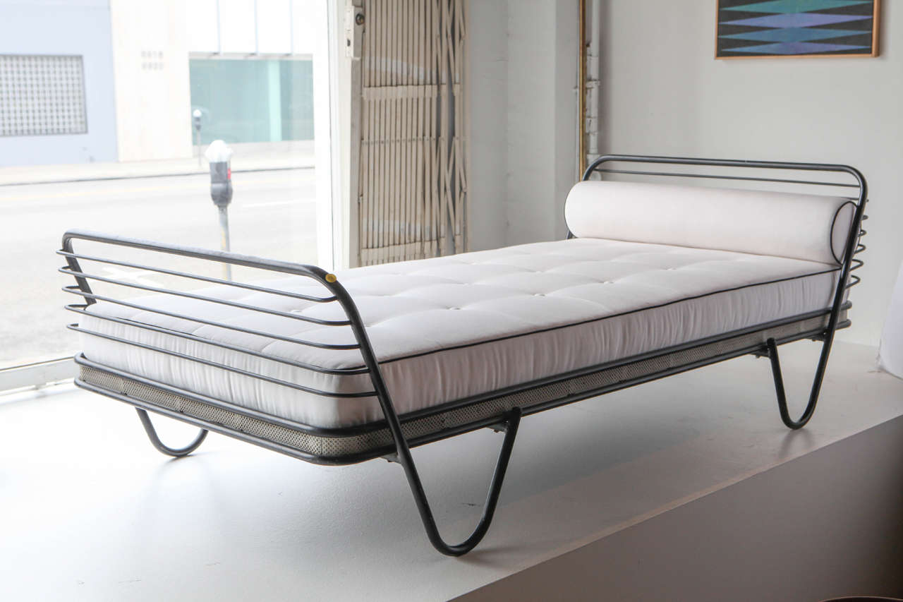 Mathieu Matégot's Kyoto daybed, newly upholstered in Paris.