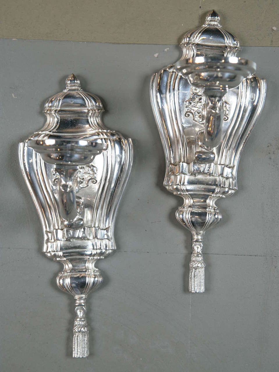 Pair of circa 1920s one-light sconces. All fixtures will be wired upon purchase. Eight available, priced per pair.