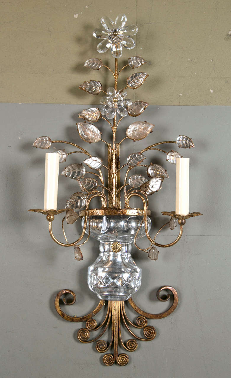 Pair of French Gilt Metal Sconces, circa 1930s