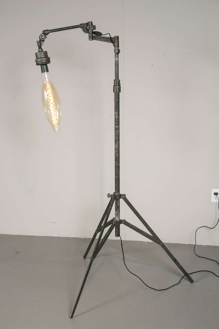 Pair of Industrial standing lamps. Fixtures can expand to 8ft.