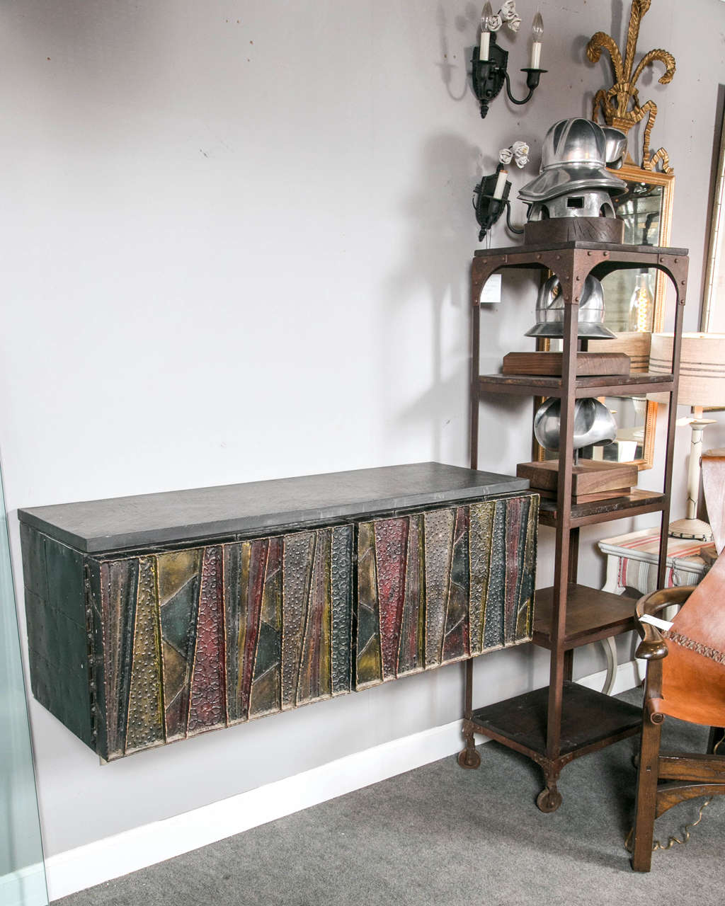 Signed 1971 Paul Evans Sculptured Metal Wall For Sale at 1stdibs