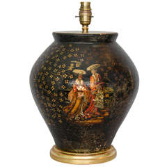 Antique Mid-19th Century Chinoiserie Terracotta Vase as a Lamp