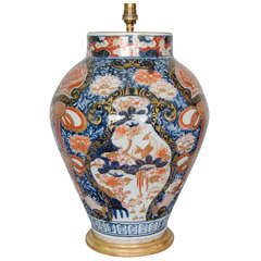 Antique Japanese Imari Porcelain Vase Lamped, circa 1700