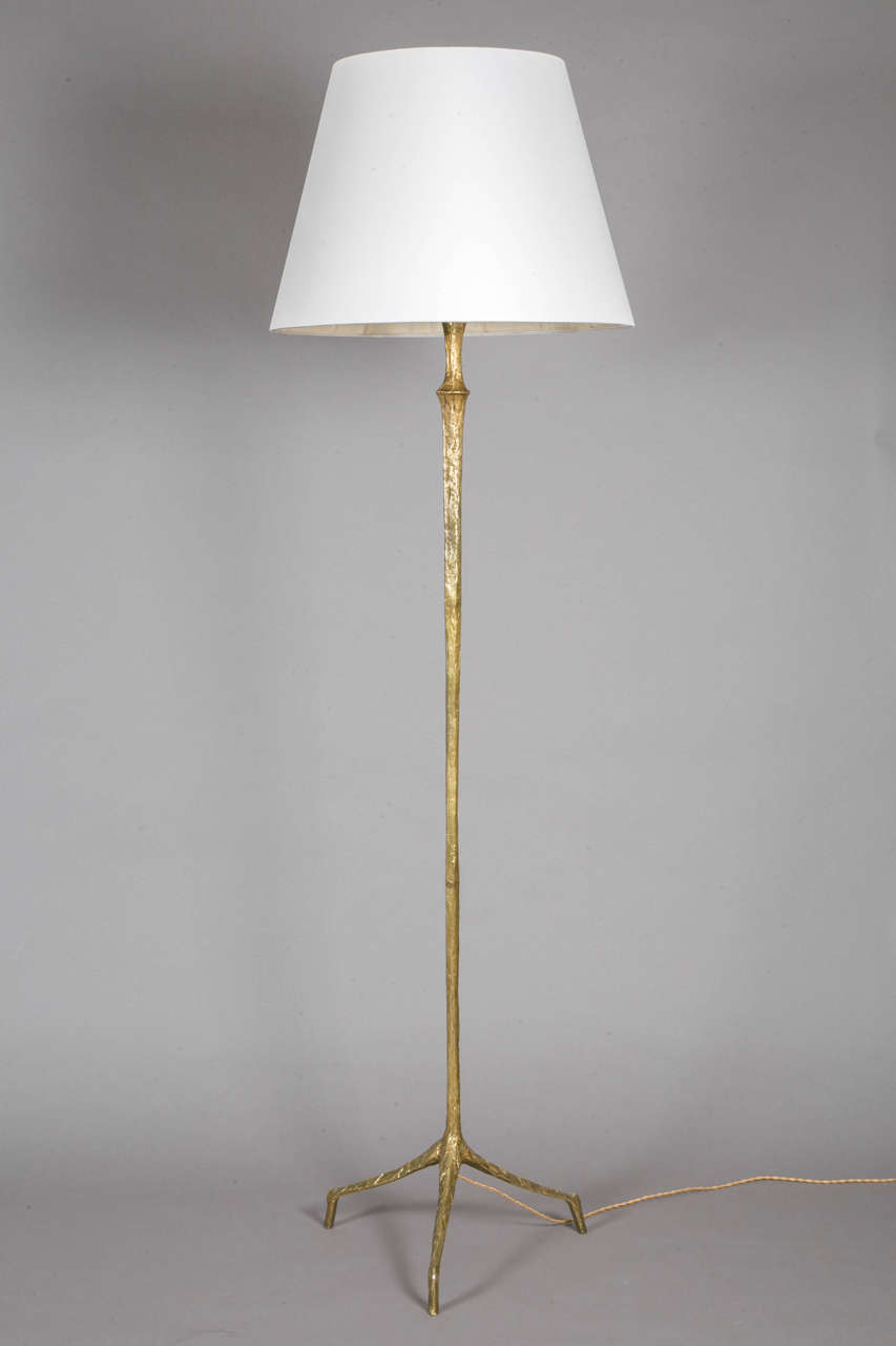 Gilt Bronze Floor Lamp, 1955-1960, by Felix Agostini In Good Condition In Paris, FR