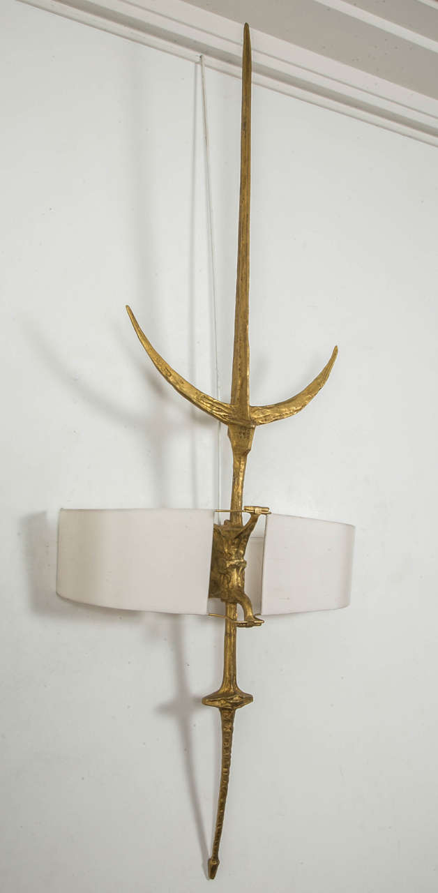 Bronze Wall Sconce, circa 1960s by Felix Agostini For Sale at 1stdibs