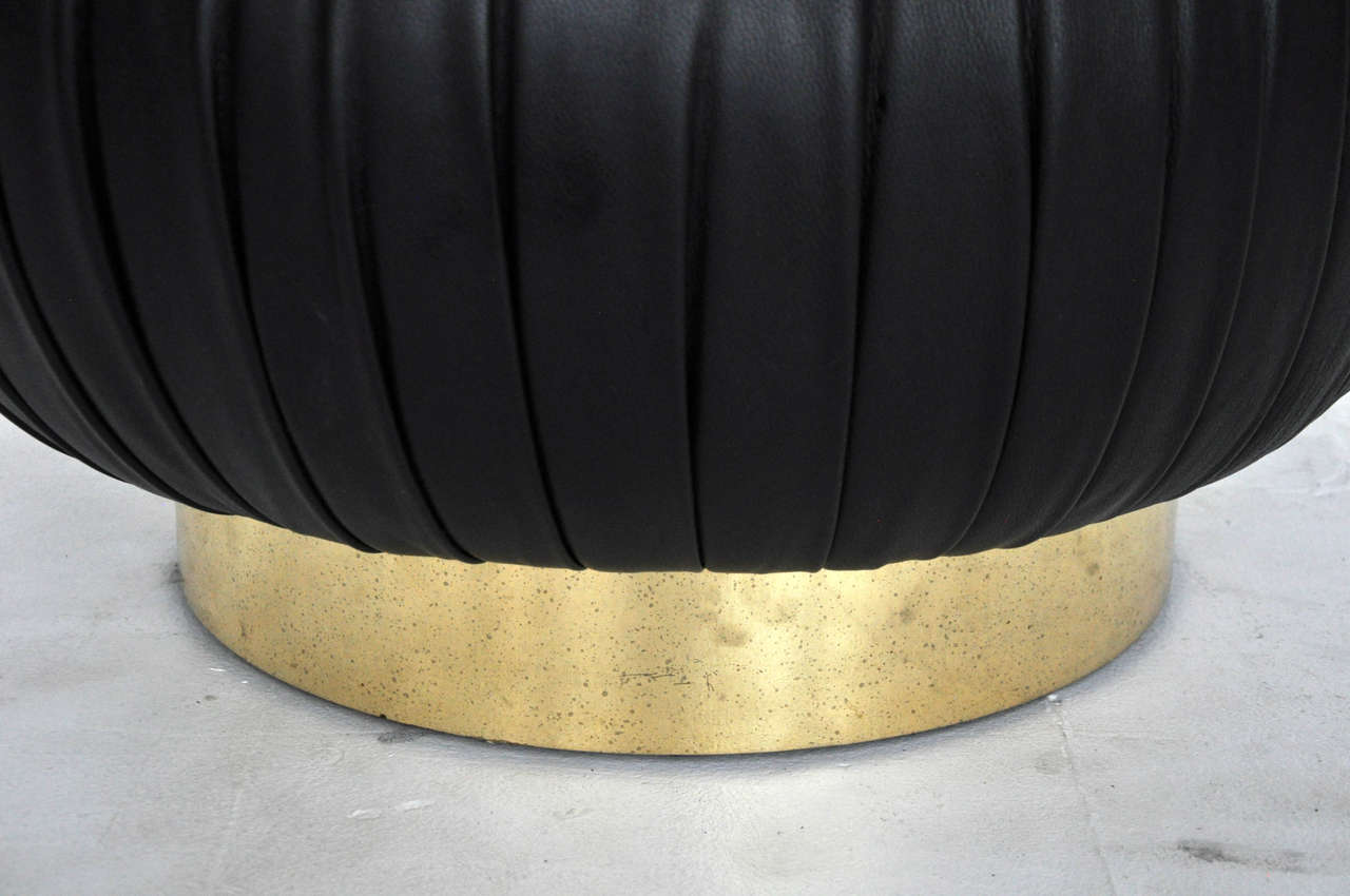 20th Century Large Brass Base Swivel Pouf Ottoman by Adrian Pearsall