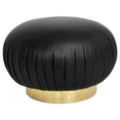 Large Brass Base Swivel Pouf Ottoman by Adrian Pearsall
