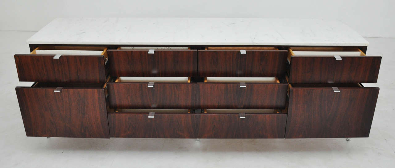 Pair of Rosewood Florence Knoll Credenza In Excellent Condition In Chicago, IL