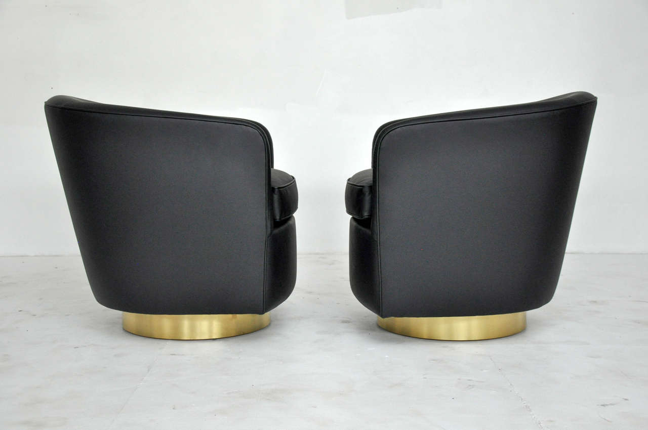 Brass Base Swivel Chairs by Milo Baughman 1
