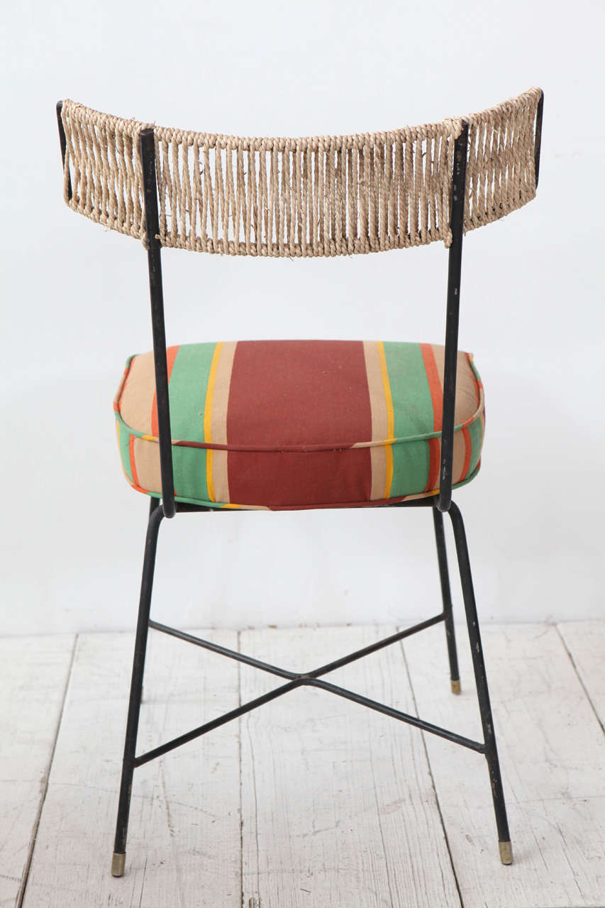 Set of Four Italian Bistro Chairs in Awning Stripe Fabric 2