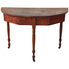 Rustic Demi Lune with Turned Legs on Casters
